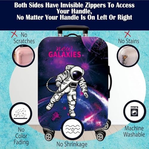 Handcuffs Luggage Cover Trolley Travel Covers, Washable Dust Proof Anti-Scratch Suitcase Protector (Multicolour-Astronaut, XL (31"-32")) - Image 4