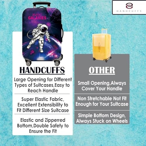 Handcuffs Luggage Cover Trolley Travel Covers, Washable Dust Proof Anti-Scratch Suitcase Protector (Multicolour-Astronaut, XL (31"-32")) - Image 5
