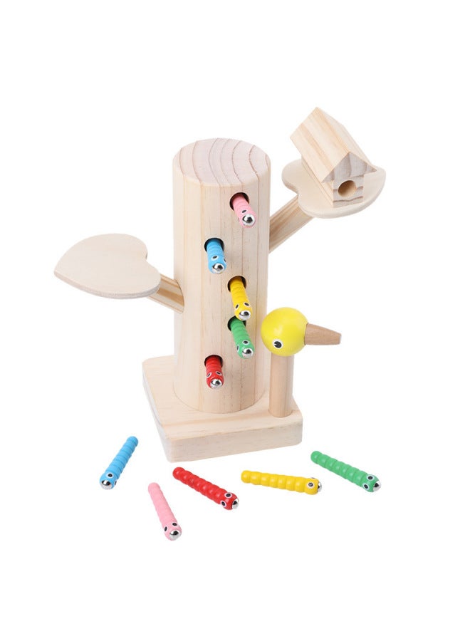 Magnetic Birds Catch Insect Children's Wooden Toys Baby Early Education Educational Building Blocks Boys And Girls Enlightenment Hand-Eye Coordination-Color:JX-Bird Catch Bug Game - Image 1