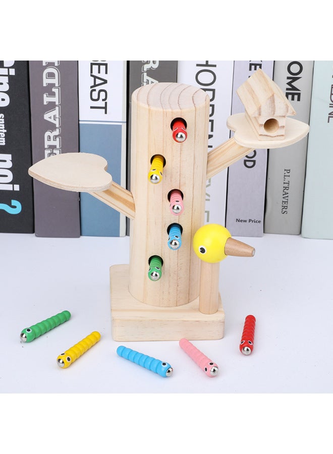 Magnetic Birds Catch Insect Children's Wooden Toys Baby Early Education Educational Building Blocks Boys And Girls Enlightenment Hand-Eye Coordination-Color:JX-Bird Catch Bug Game - Image 2