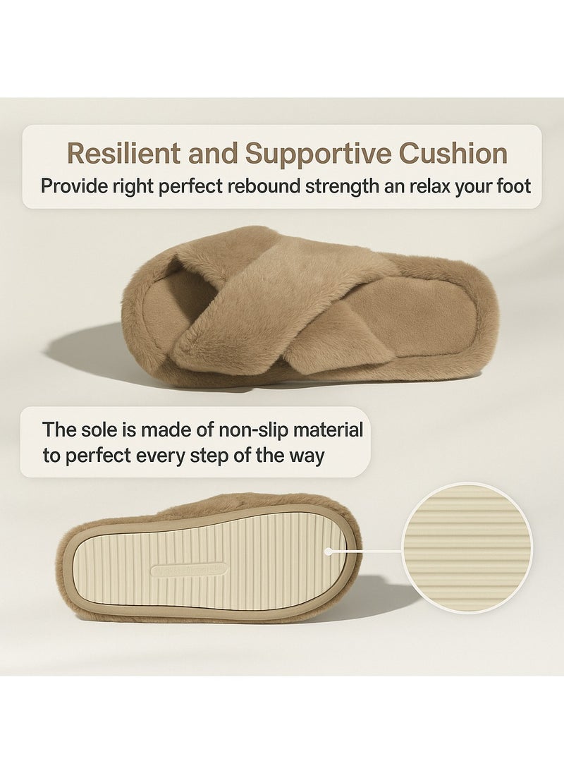 Mon Ami Women's Home Slippers | Memory Foam, Fuzzy, Soft and Warm Cozy Open Toe Fluffy Home Shoes | Non Slip Slippers for Women and Girls  - Image 4