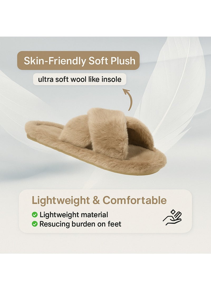 Mon Ami Women's Home Slippers | Memory Foam, Fuzzy, Soft and Warm Cozy Open Toe Fluffy Home Shoes | Non Slip Slippers for Women and Girls  - Image 3