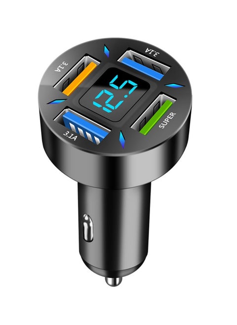 Super Fast Stylish Car Charger with 3 Usb Port and 1 TYpe c Port with Led Voltage Display
