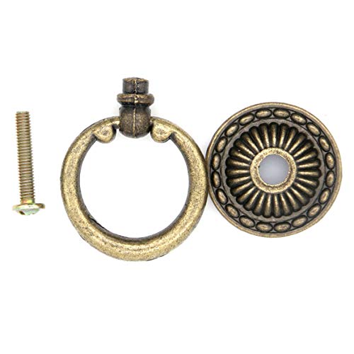 LXZ 10 PCs Vintage Antique Brass Ring Pulls Handles for Cabinet Drawer - Image 4