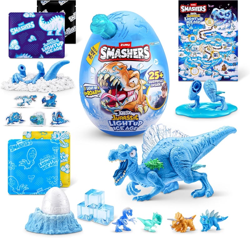 ZURU Smashers Mega Jurassic Light Up Ice Age Surprise Egg with Lights & Dino Build – Assorted 1 Pc by ZURU - Image 1