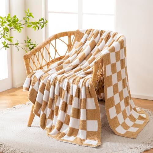 YIRUIO Checkered Knit Throw Blanket Ultra Soft Microfiber Reversible,Fluffy Fuzzy Cozy Throw for Bed,Sofa Couch Home Decor - Image 5