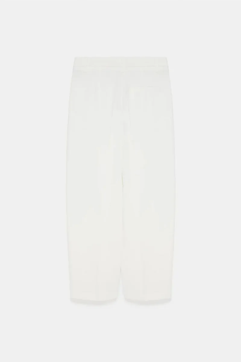 Dilvin White DILVIN High-Waist Wide-Leg Crepe Trousers for Women | Best Price UAE
