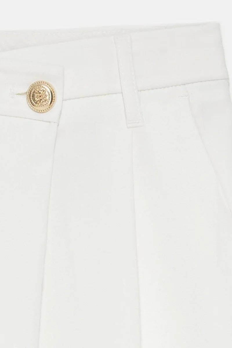 Dilvin White DILVIN High-Waist Wide-Leg Crepe Trousers for Women | Best Price UAE