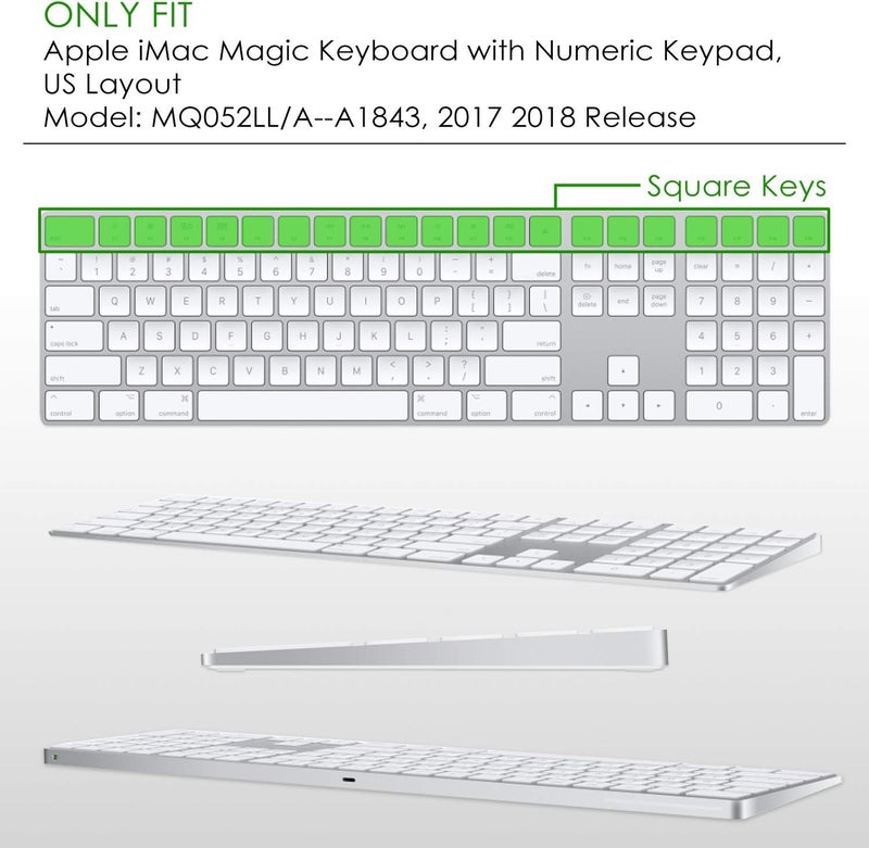 Allinside Transparent Cover for Apple iMac Magic Keyboard with Numeric Keypad MQ052LL/A A1843 US Layout - Image 2