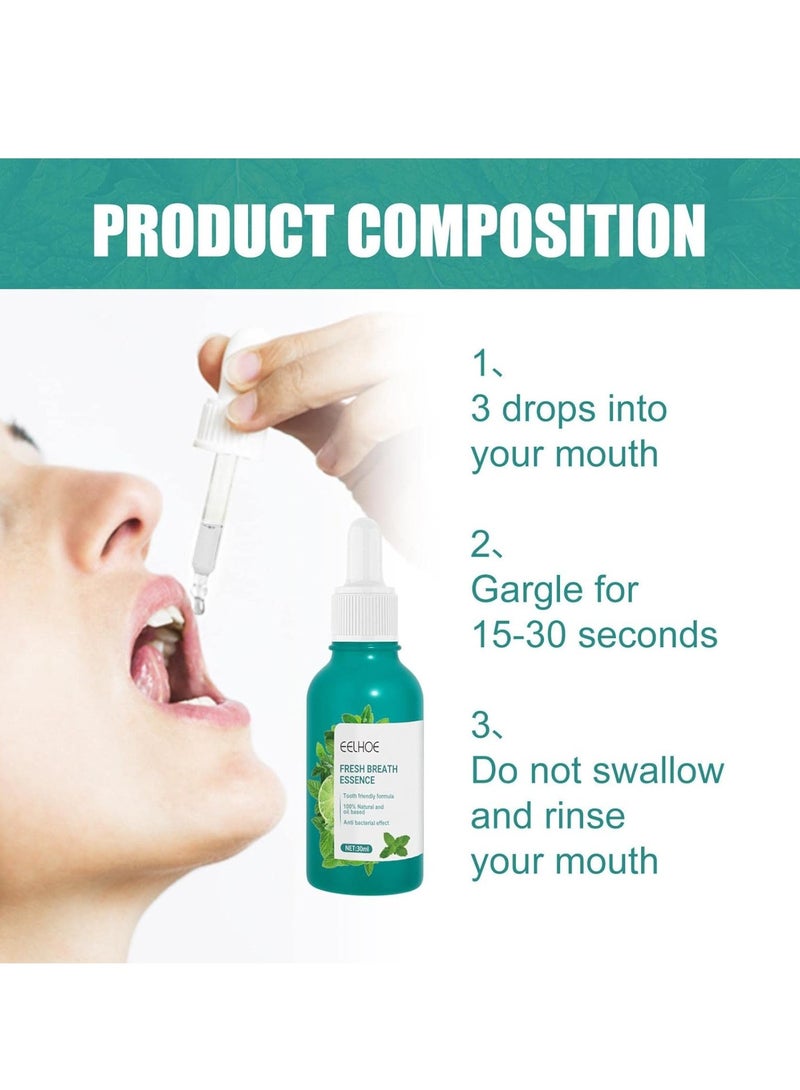 EELHOE Bad Mouth Smell Removing Drops Gentle Mint Mouth Drop 30mL Cool Mint Oral Care Essence To Get Rid Of Bad Breath Fight Bad Breath - Image 4