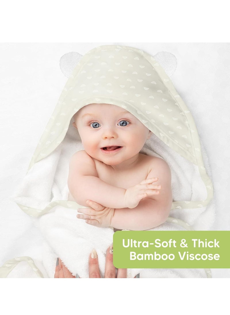 KeaBabies - KeaBabies Baby Hooded Towel - Bamboo Baby Towel Organic Bamboo Towel -Baby Bath Towel with Hood for Girls, Babies, Newborn Boys, Toddler (Rainbow) - Image 1