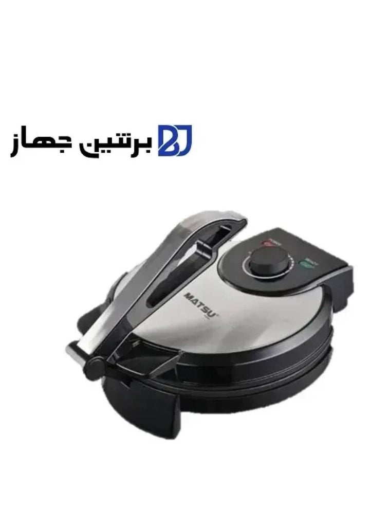 Generic MATSU 10-Inch Electric Roti Maker – 1200W Non-Stick Chapati, Paratha & Flatbread Press with Heavy-Duty Stainless Steel Body, Adjustable Temperature Control, Dual Indicator Lights for Power & Heat, Safety Lock for Secure Use, Easy-to-Clean Non-Stick Cooking Plates, Instruction Manual Included – 220-240V High-Efficiency Kitchen Appliance for Home Use in UAE  - Image 3
