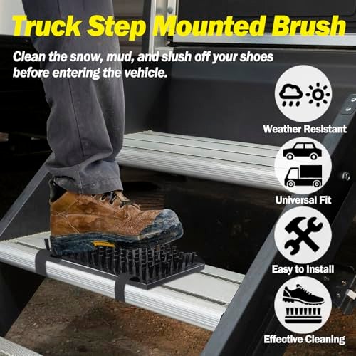 EOKPHULL Truck Step Mounted Brush, Heavy Duty Boot Brush Cleaner, Universal Boot Scrubber Dirt-Removal Accessories for RVs, SUVs, Camper Vans, Trucks & Semis - Image 3