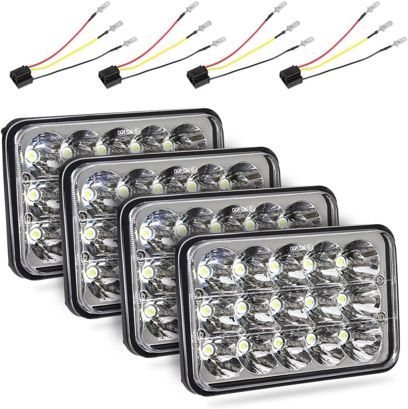 Haitzu Dot Approved 4x6 Inch LED Headlights Hi/Lo Sealed Beam - 4PCS - Image 1