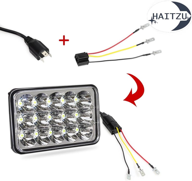 Haitzu Dot Approved 4x6 Inch LED Headlights Hi/Lo Sealed Beam - 4PCS - Image 5