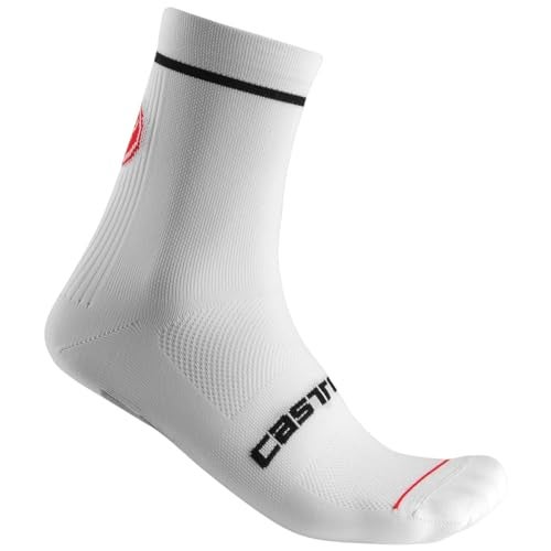 CASTELLI Men’s Entrata 13 Sock, Performance Cycling Apparel, Moisture Wicking with Midfoot Support Band, Road & Gravel Biking - White - Small/Medium - Image 1