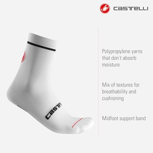 CASTELLI Men’s Entrata 13 Sock, Performance Cycling Apparel, Moisture Wicking with Midfoot Support Band, Road & Gravel Biking - White - Small/Medium - Image 2