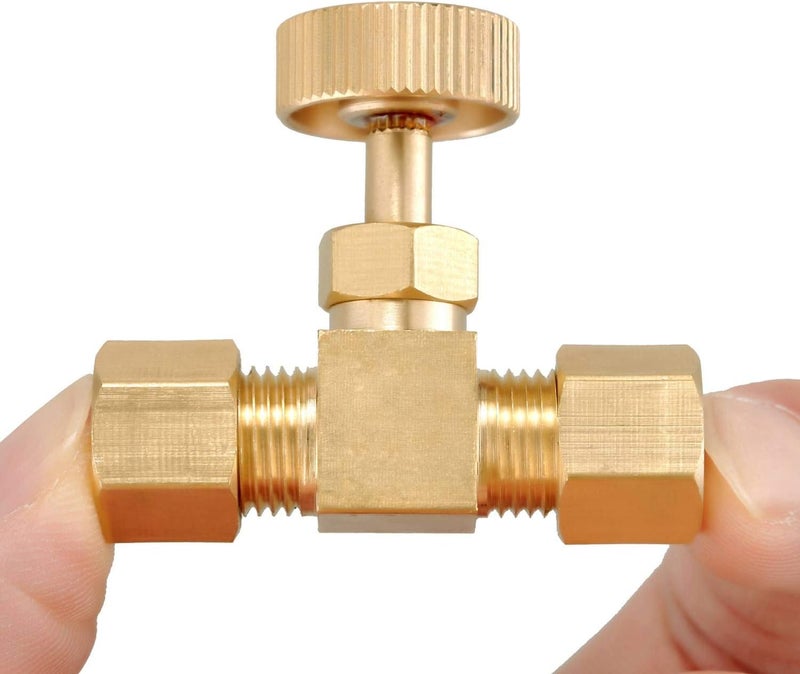 Minimprover Premium Brass Replacement Control Needle Valve 1/4" OD Compression X 1/4" OD Compression - Image 1