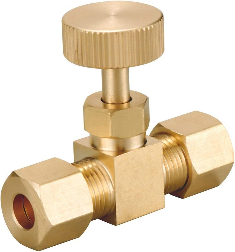 Minimprover Premium Brass Replacement Control Needle Valve 1/4" OD Compression X 1/4" OD Compression - Image 3