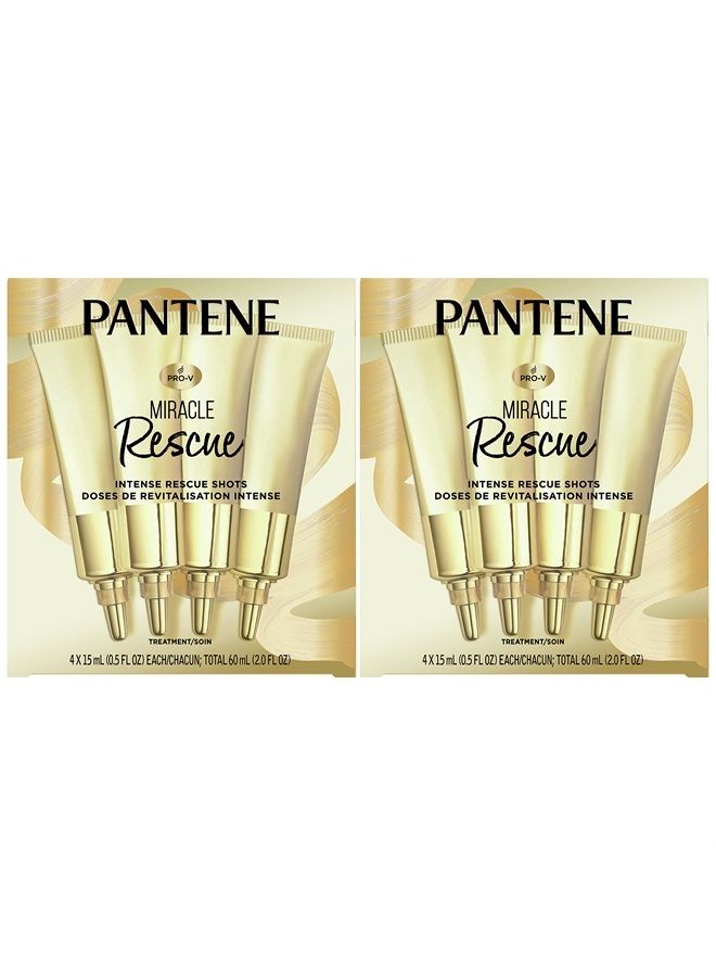 Pantene Hair Mask Miracle Rescue Shots, Intensive Repair Treatment for Damaged Hair, 4 count 0.5 oz Each, Twin Pack - Image 1