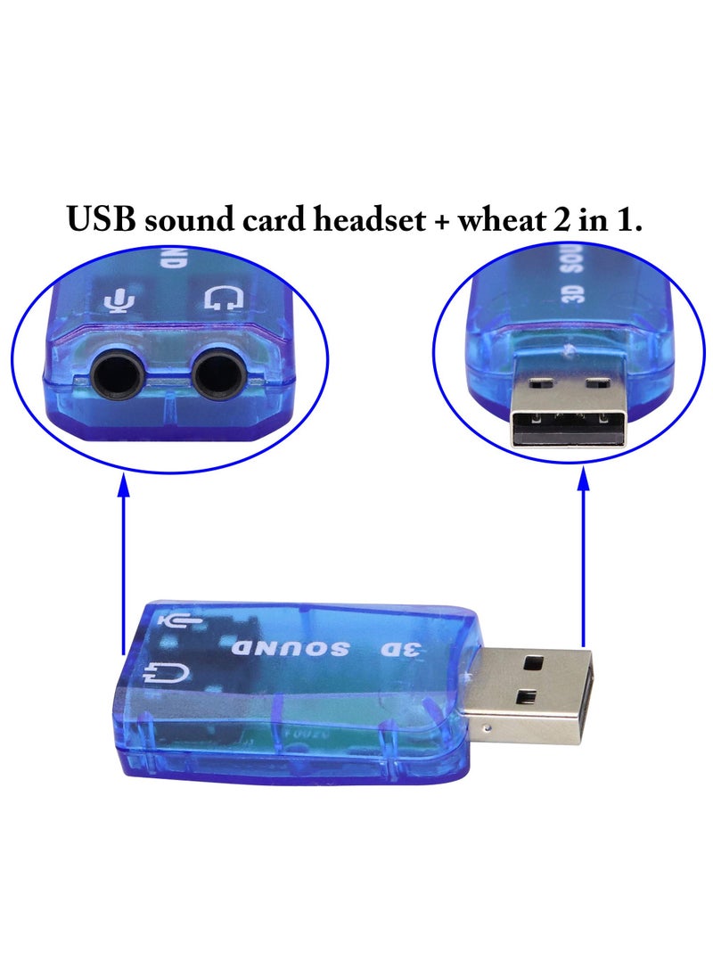 AROAQ Usb Sound Card, External Driver-free Convenient Audio Microphone Sound Card, 3d Audio Sound Card Adapter Virtual Channel For Windows And Mac, Pc, Notebook  - Image 2