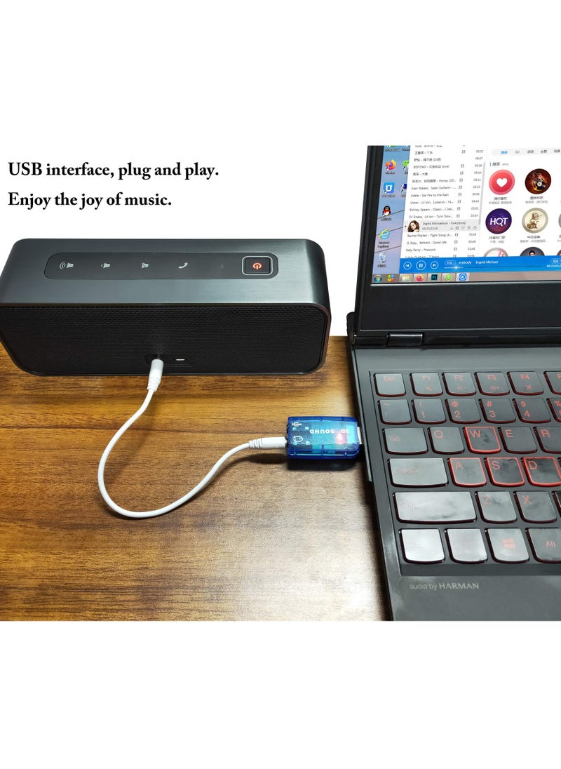 AROAQ Usb Sound Card, External Driver-free Convenient Audio Microphone Sound Card, 3d Audio Sound Card Adapter Virtual Channel For Windows And Mac, Pc, Notebook  - Image 4