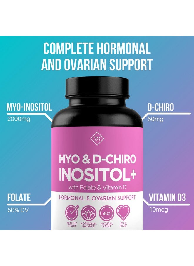Optify - Premium Inositol Supplement Myoinositol And Dchiro Inositol Plus Folate And Vitamin D Ideal 40:1 Ratio Hormone Balance & Healthy Ovarian Support For Women Vitamin B830 Day Supply - Image 1