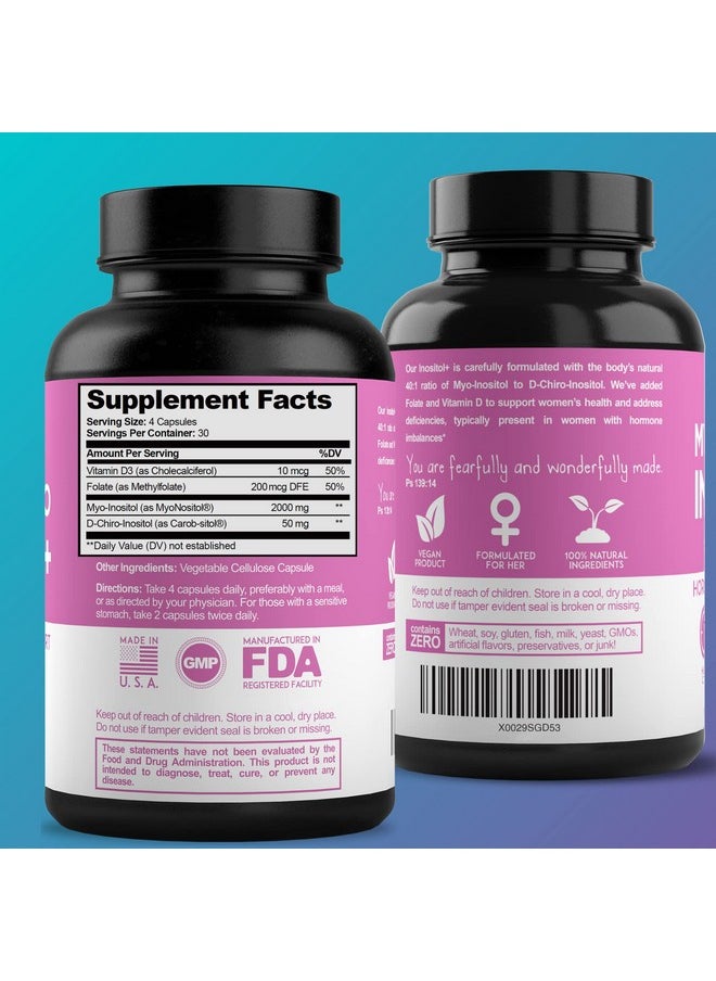 Optify - Premium Inositol Supplement Myoinositol And Dchiro Inositol Plus Folate And Vitamin D Ideal 40:1 Ratio Hormone Balance & Healthy Ovarian Support For Women Vitamin B830 Day Supply - Image 1