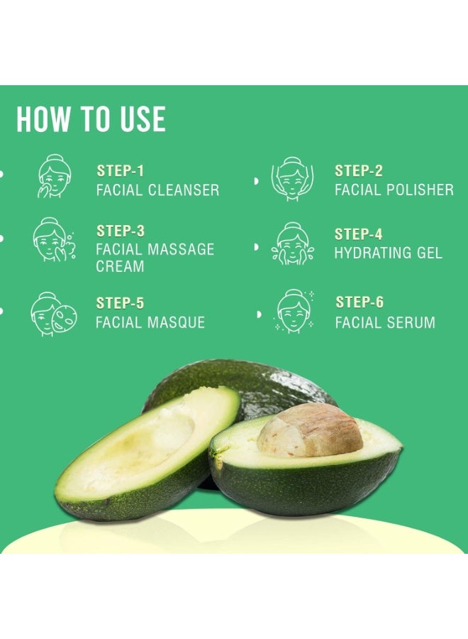 Glamveda Avocado Superfood Facial Kit | Skin Brightening & Anti Pollution | 6 Step Facial,40gm - Image 3