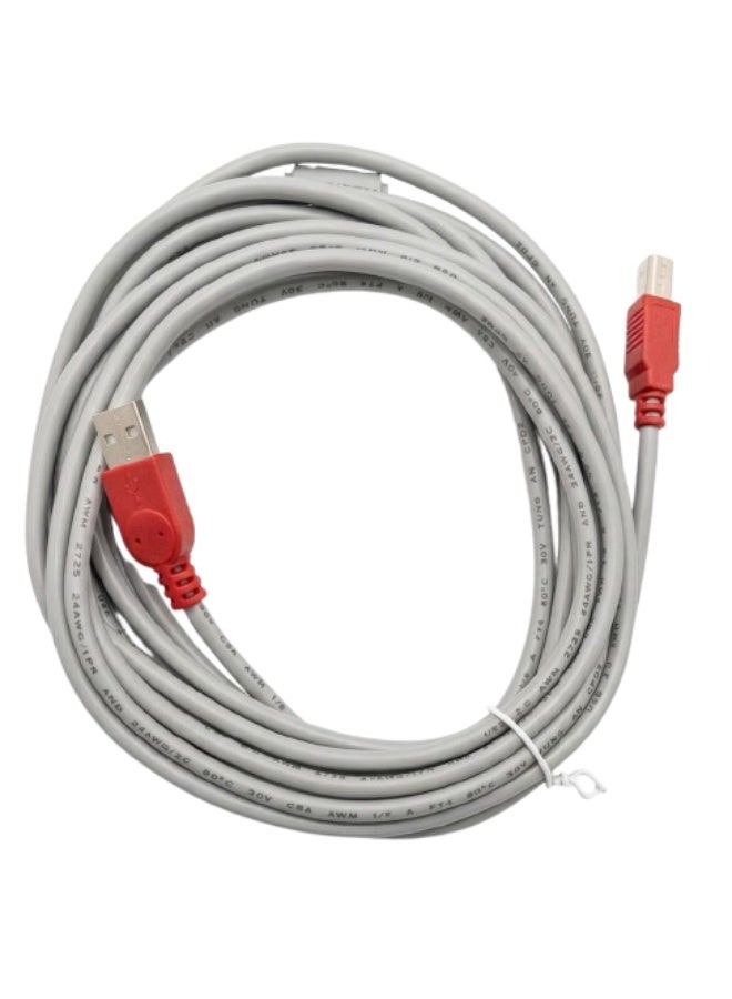 بلاتينيوم كابل طابعة USB عالي السرعة بطول 5 أمتار لأجهزة الكمبيوتر والطابعات والأجهزة المكتبية. كابل نقل بيانات متين وعالي الجودة لضمان اتصال طباعة مستقر وأداء موثوق لملحقات الكمبيوتر. - Image 2