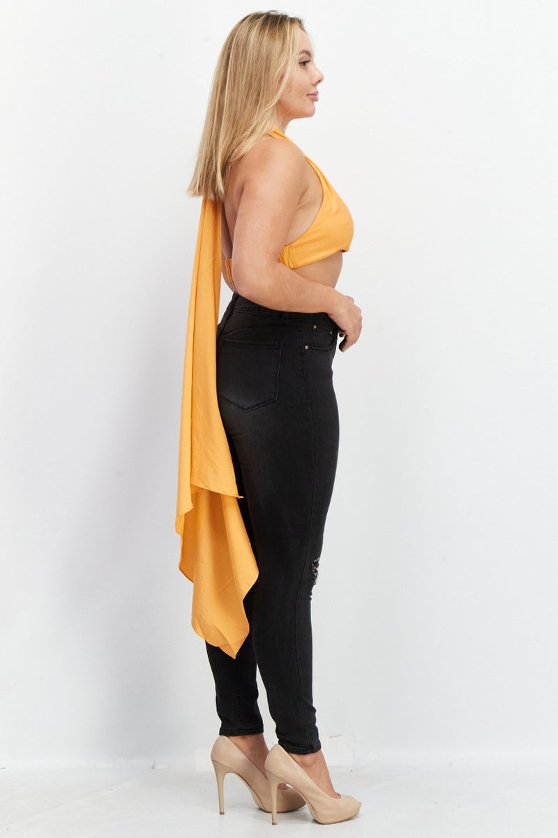 ASOS بلوزة نسائية بدون أكمام بحمالة عنق، برتقالي - Image 2