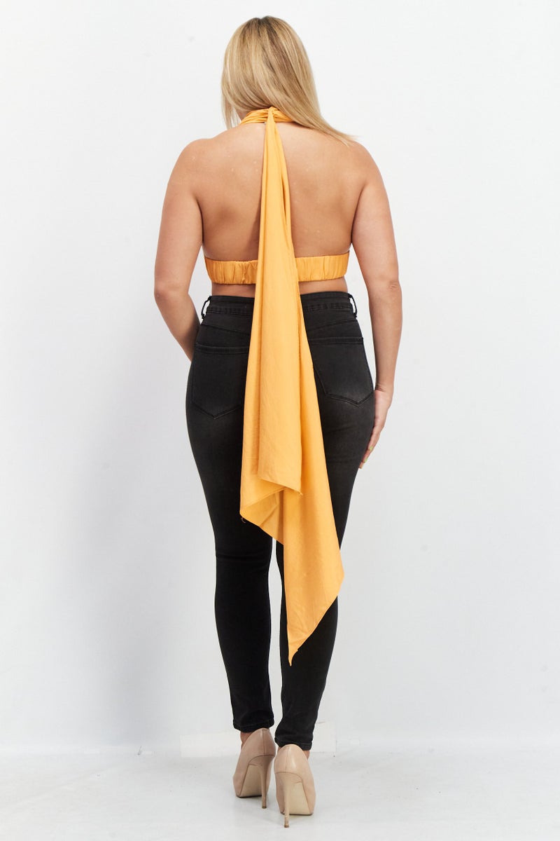 ASOS بلوزة نسائية بدون أكمام بحمالة عنق، برتقالي - Image 3