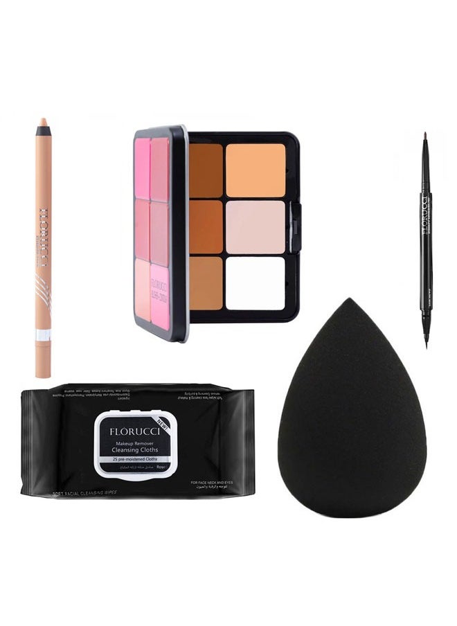 A Facial Care Set Consisting Of A Dark Brown Eye And Eyebrow Pencil, A beige Eyeliner Pencil, A Blush And Contour Set, a Creamy Face Liner, a Makeup Blending Sponge, And Wet Makeup Removal Wipes. - pzsku/Z6C8E4547B2F85F555C84Z/45/_/1697360687/1d5139c7-1d8b-47cd-ab08-5a3de3f6caa5