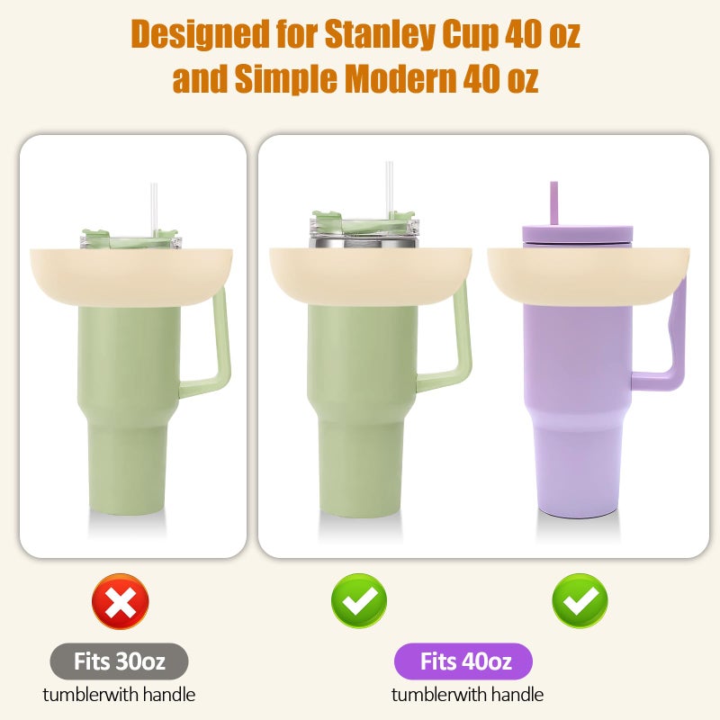 insefocc Stanley Cup 40 oz Snack Bowl with Handle  Compatible with Stanley Cup 40 oz Snack Bowl with Handle  Reusable Snack Bowl  Stanley Accessories  Silicone (White Snack Bowl) - Image 2