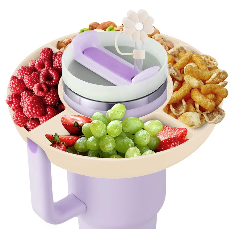 insefocc Stanley Cup 40 oz Snack Bowl with Handle  Compatible with Stanley Cup 40 oz Snack Bowl with Handle  Reusable Snack Bowl  Stanley Accessories  Silicone (White Snack Bowl) - Image 1