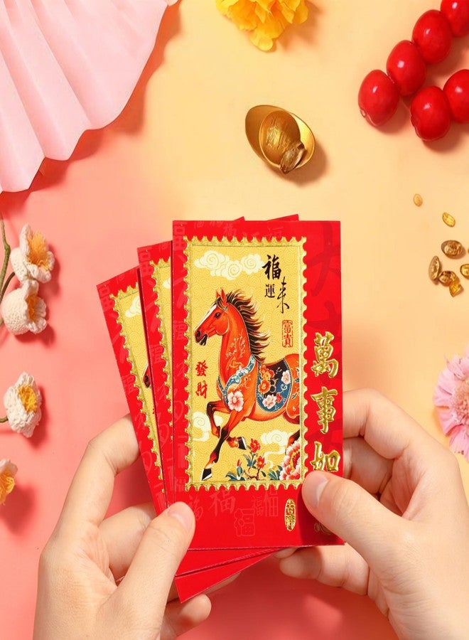 ELLZK Chinese Red Envelopes Chinese New Year Horse 2026 Chinese New Year Lunar New Year Decorations Lucky Money Envelopes Gifts(6 Patterns 36 Pcs) Chinese Stamp Style - Image 4