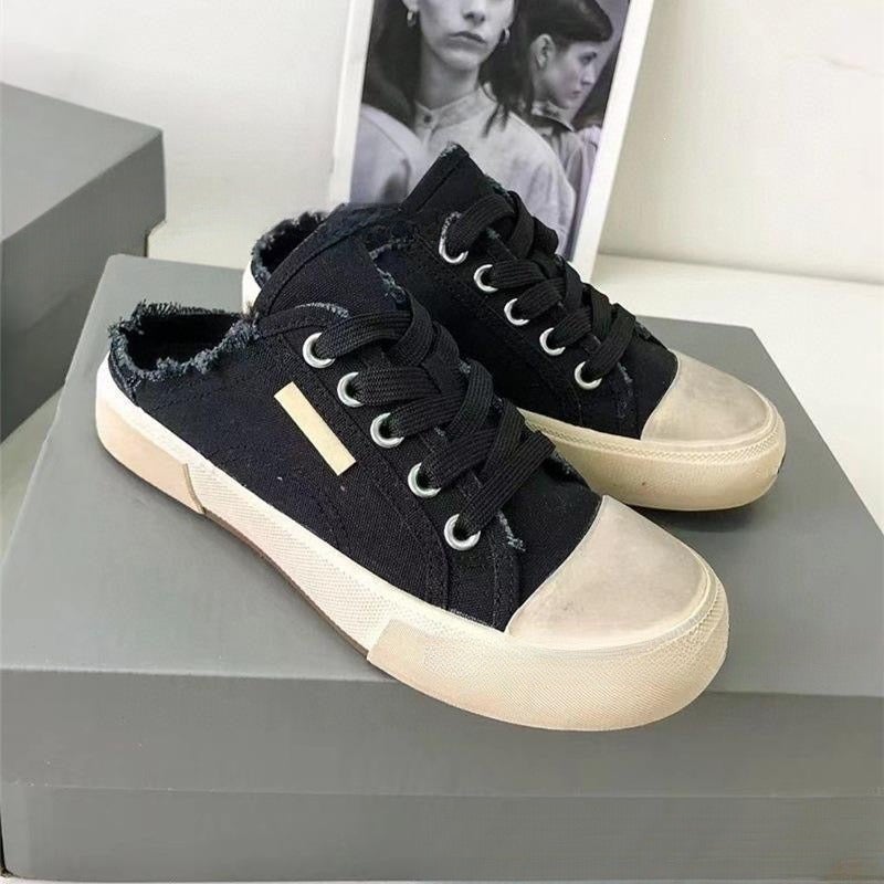 2026 New Paris Style Canvas Shoes for Men and Women - Summer Breathable Flat White Shoes, Vintage Low-Top, Slip-On, Large Sizes