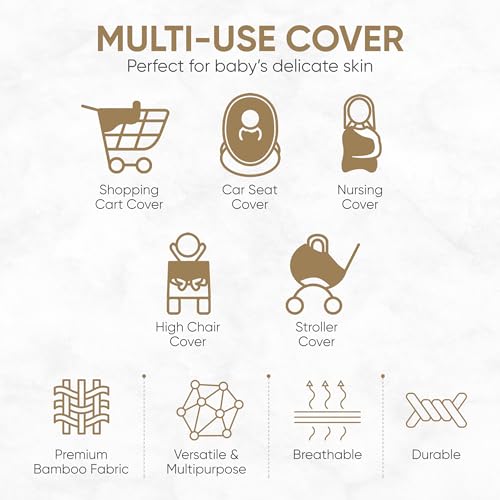 MOZAH Baby Multi-Use Cover: 9-in-1 Car Seat Covers for Babies, Nursing Cover for Breastfeeding & More, Ultra-Soft & Stretchy Infant Car Seat Cover (Roman Green) - Image 4