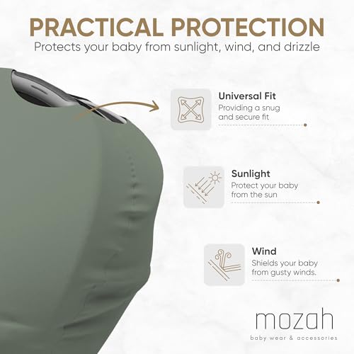 MOZAH Baby Multi-Use Cover: 9-in-1 Car Seat Covers for Babies, Nursing Cover for Breastfeeding & More, Ultra-Soft & Stretchy Infant Car Seat Cover (Roman Green) - Image 3