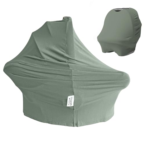 MOZAH Baby Multi-Use Cover: 9-in-1 Car Seat Covers for Babies, Nursing Cover for Breastfeeding & More, Ultra-Soft & Stretchy Infant Car Seat Cover (Roman Green) - Image 1