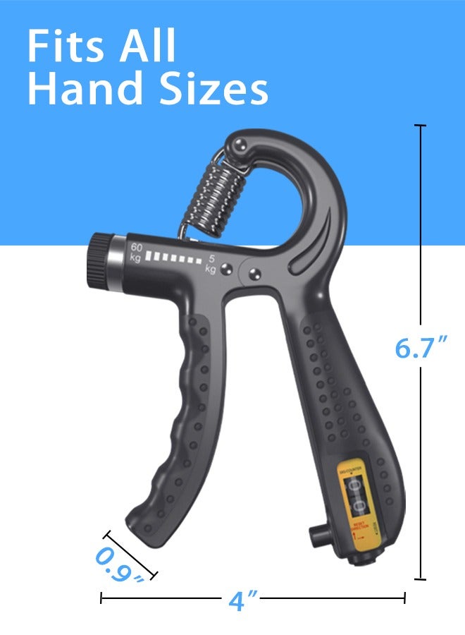 SUCITY 5 Pack Hand Grip Strengthener Trainer Kit-Hand Strengthener Grip Strength Kit -Forearm Grip Adjustable Resistance-Finger Stretcher-Hand Gripper-Finger Exerciser for Men Or Women