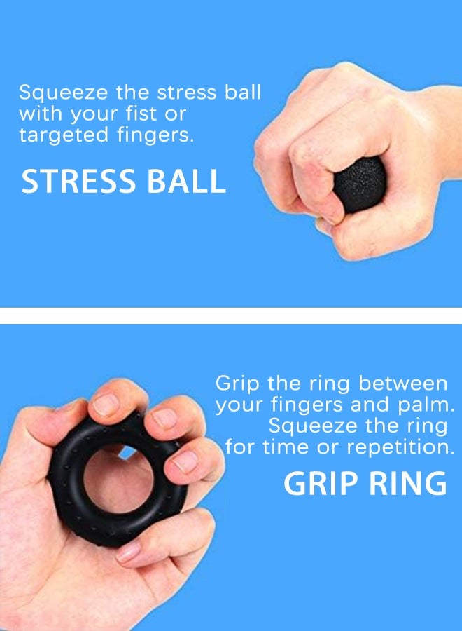 SUCITY 5 Pack Hand Grip Strengthener Trainer Kit-Hand Strengthener Grip Strength Kit -Forearm Grip Adjustable Resistance-Finger Stretcher-Hand Gripper-Finger Exerciser for Men Or Women