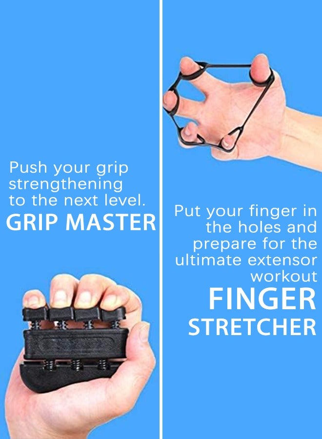 SUCITY 5 Pack Hand Grip Strengthener Trainer Kit-Hand Strengthener Grip Strength Kit -Forearm Grip Adjustable Resistance-Finger Stretcher-Hand Gripper-Finger Exerciser for Men Or Women