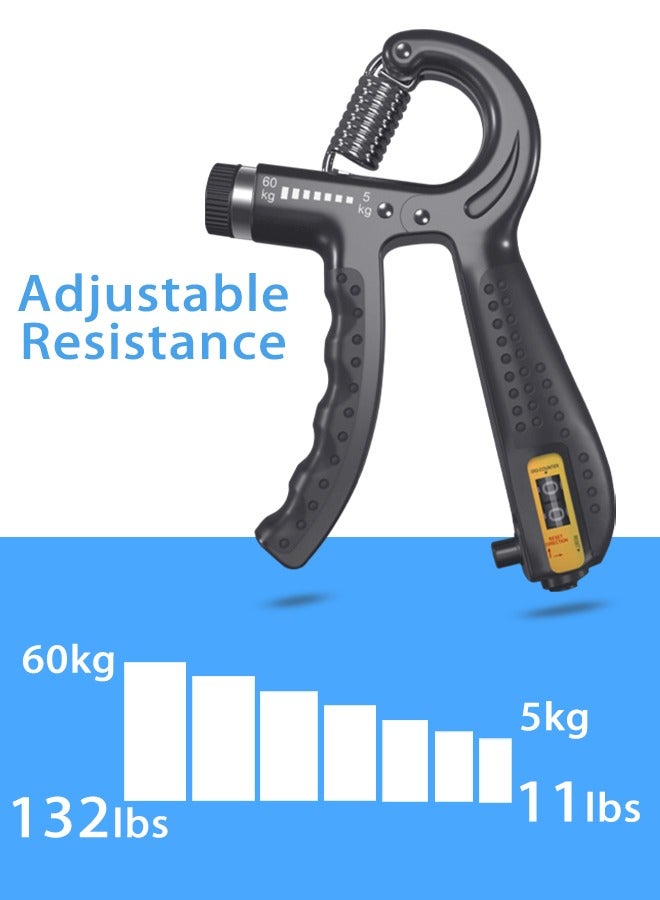 SUCITY 5 Pack Hand Grip Strengthener Trainer Kit-Hand Strengthener Grip Strength Kit -Forearm Grip Adjustable Resistance-Finger Stretcher-Hand Gripper-Finger Exerciser for Men Or Women