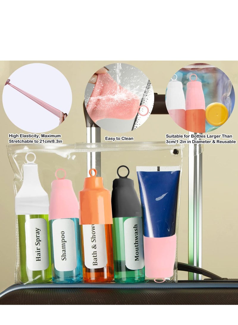 SYOSI 8 Pack Elastic Sleeves for Leak Proofing Travel, Leak Locks Toiletry Skins Travel Bottles Leak Proof Silicone Sleeve Covers for Travel Container in Luggage Reusable Toiletries Accessory  - Image 2