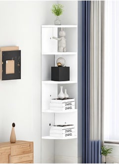 KYD 5 Tier Wall Mount Corner Shelf Wood Display Storage Shelves for Home Office Decor  - Image 1