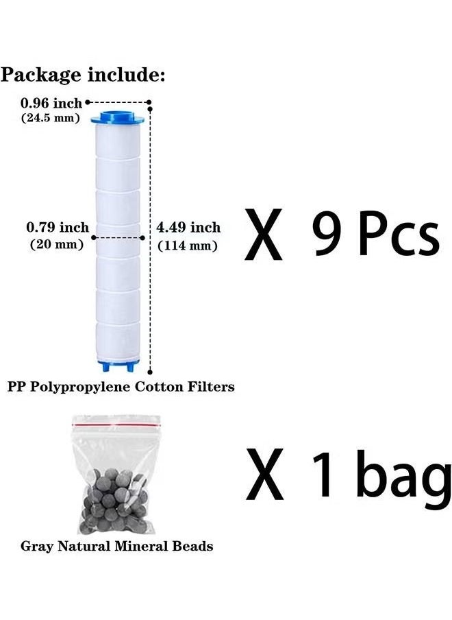 RATSAW - Set of 9 Pcs PP Cotton Filter and Ion Stone Beads High Pressure Handheld Shower Head PP Cotton Filter Cartridge for Replacement - Image 1
