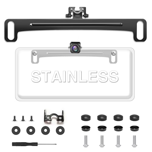Pixelman Backup Camera Mount,Universal Stainless Steel Rust-Proof Rear View Backup Camera License Plate Mount,Car License Plate Back up Camera Bracket,Dash Cam Mirror Camera Reverse Rear Camera Holder - Image 1