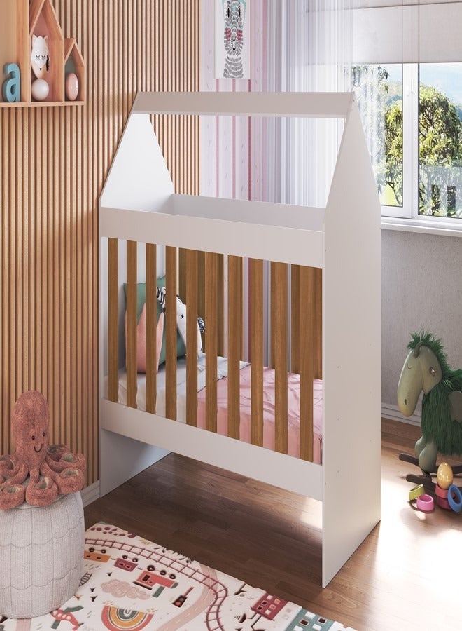 ارت ان  سرير أطفال خشب لغرف الأطفال لون ابيض/ بني 132.6*111*63 - Image 1