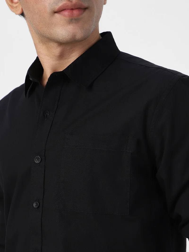 Urbano Fashion  Urbano Fashion Men's Black Cotton Full Sleeve Regular Fit Casual Solid Shirt for Men | Best Price UAE